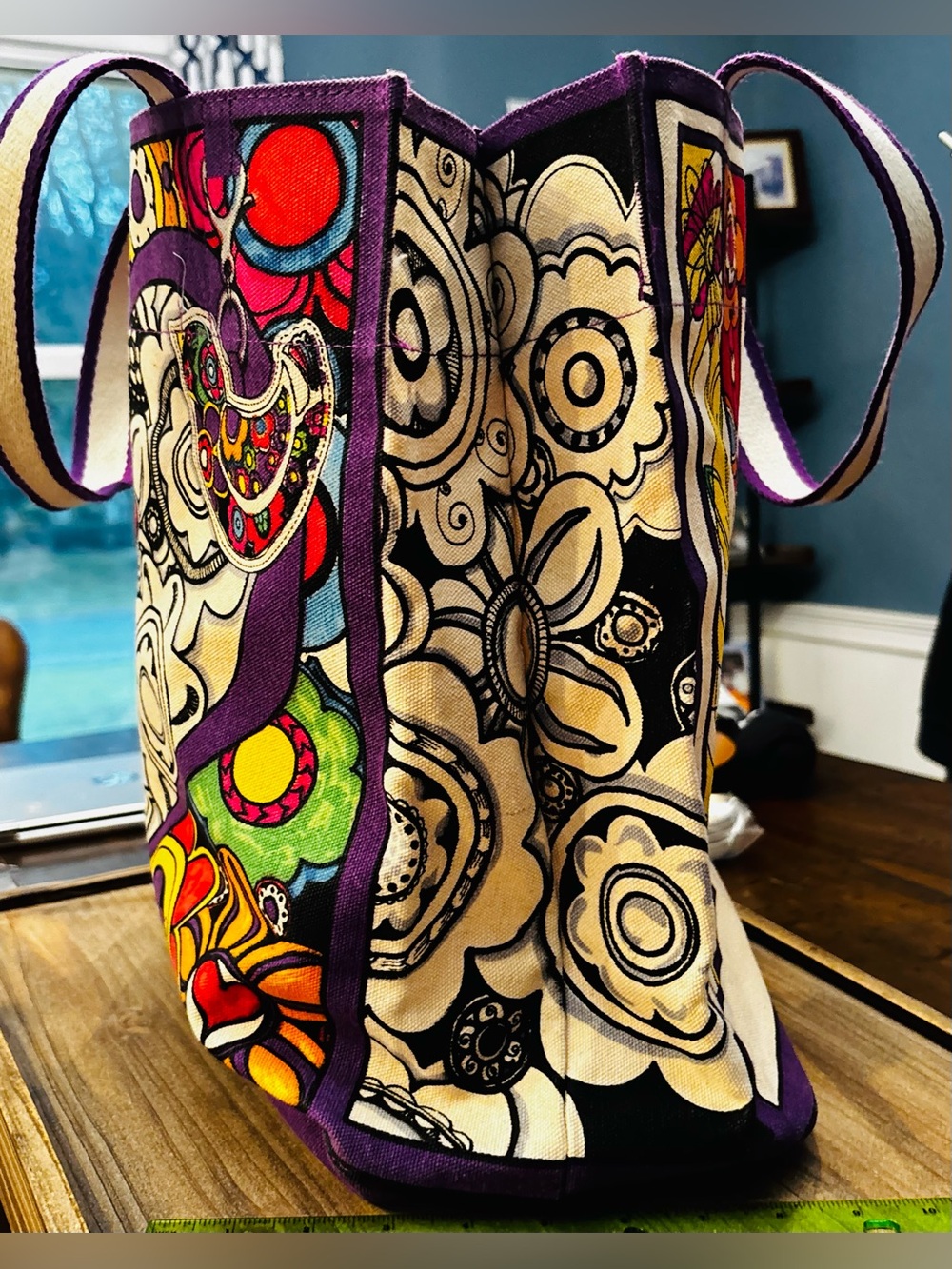Brighton Canvas Love Groove Tote with Bold 'LOVE' and heart Graphics - Picture 5 of 7